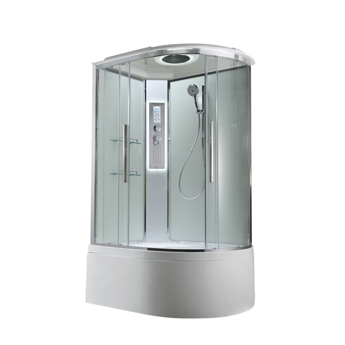 Душевая кабина AvaCan EM5912LLEDT/EM5912RLEDT 78213/78207, 120 x 90 см, с LED подсветкой, с крышей, поддон высокий, левая/правая, стекло прозрачное, профиль хром 
