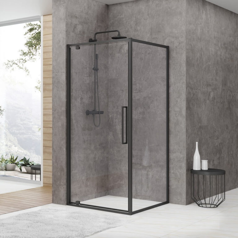 Душевой уголок Black&White Stellar Wind S877 Black, 100 x 100 см, стекло прозрачное, профиль черный матовый, 8771010 
