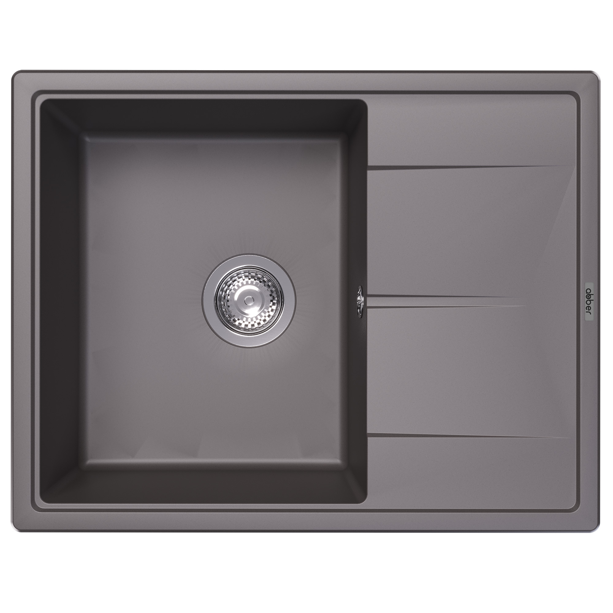 Кухонная мойка Abber Quarz AQ2903G, 65 см, кварцевый композит, крыло справа, серый 