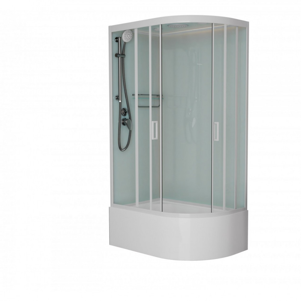 Душевая кабина Frank F412/2 L/R М White, 120 x 80 см, высокий поддон, стекла матовые, профиль белый, 20036/20038 