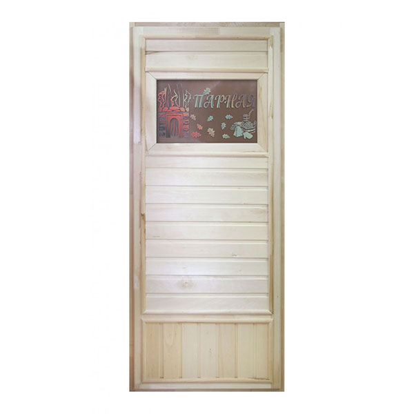 Дверь DoorWood Вагонка эконом со стеклом, 750?1850 мм 