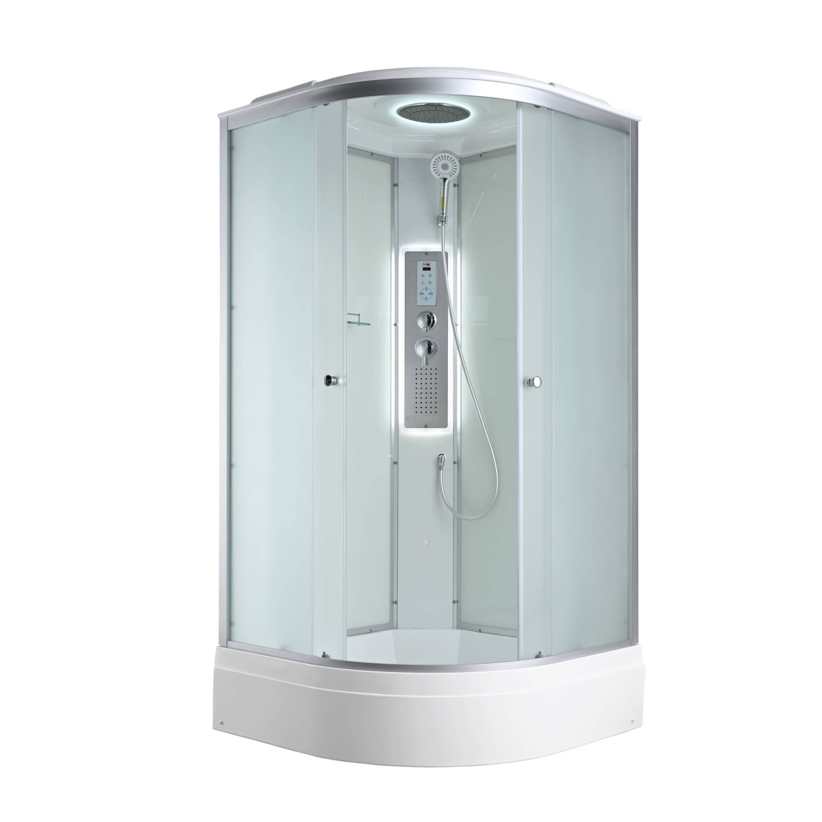 Душевая кабина AvaCan C3080LED 78309, 80 x 80 см, с крышей, поддон средний, стекло матовое, профиль хром 