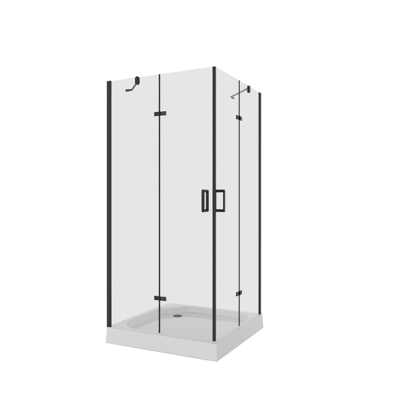 Душевое ограждение Niagara Nova NG-6814-08ВLACK (100х100х195) квадрат,черный,двери распашные,стекло прозрачное,1 место 
