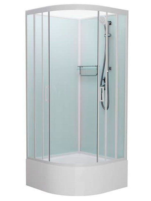 Душевая кабина Frank F400/2 М White без крыши, 100 х 100 см, высокий поддон, стекла матовые, профиль белый, 20035 
