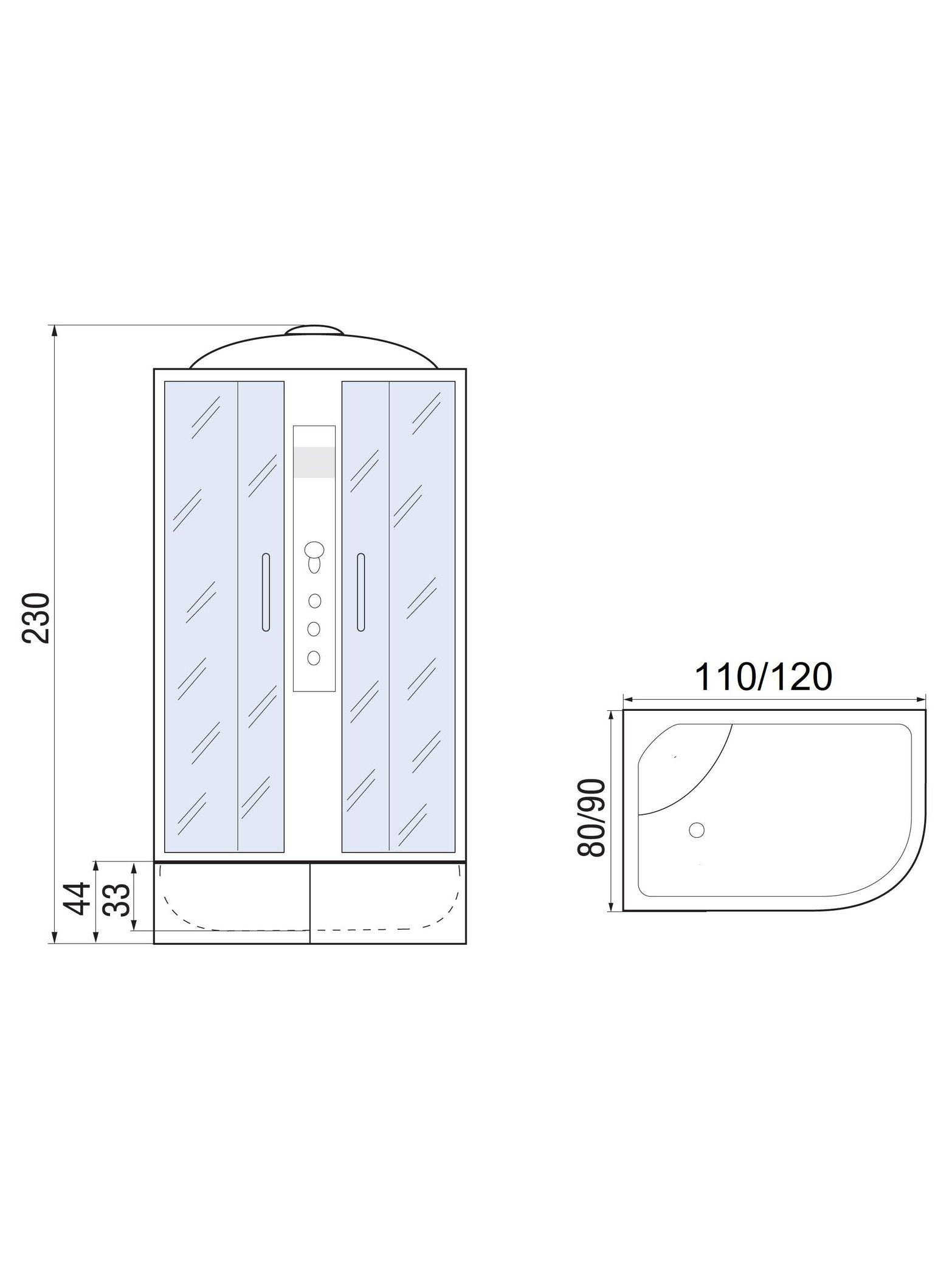 DUNAY XL 120/80/44 MT L Душевая кабина с поддоном 