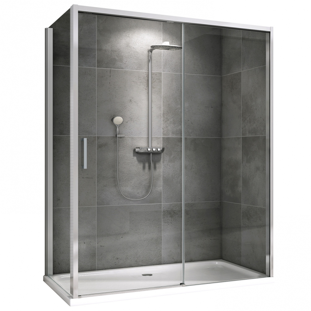 Душевой уголок Abber Komfort AG93160-S102, 160 х 100 см, стекло прозрачное, профиль хром 