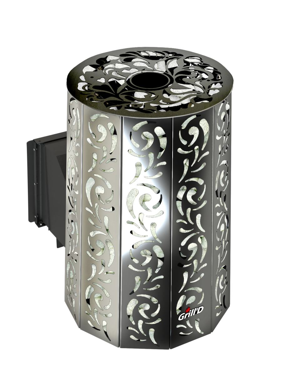 Дровяная печь для бани Grill’D Violet Long Window Max Pro (Камень колотый, 100 кг) 