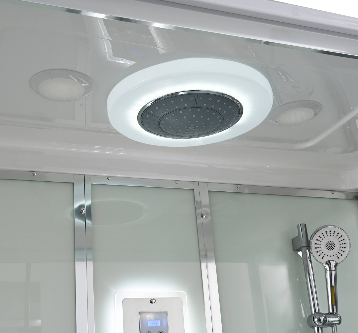 Душевой бокс AvaCan V5016LED 78258, 160 x 85 см, с крышей, LED подсветка, поддон высокий, стекло прозрачное, профиль хром 