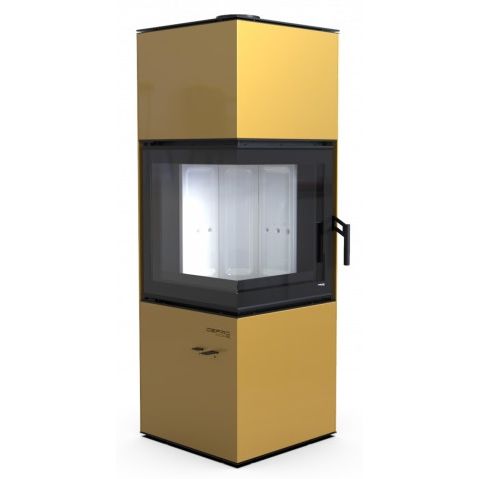 Печь камин DEFRO HOME QUADROOM 9,6 кВт золотая сталь 