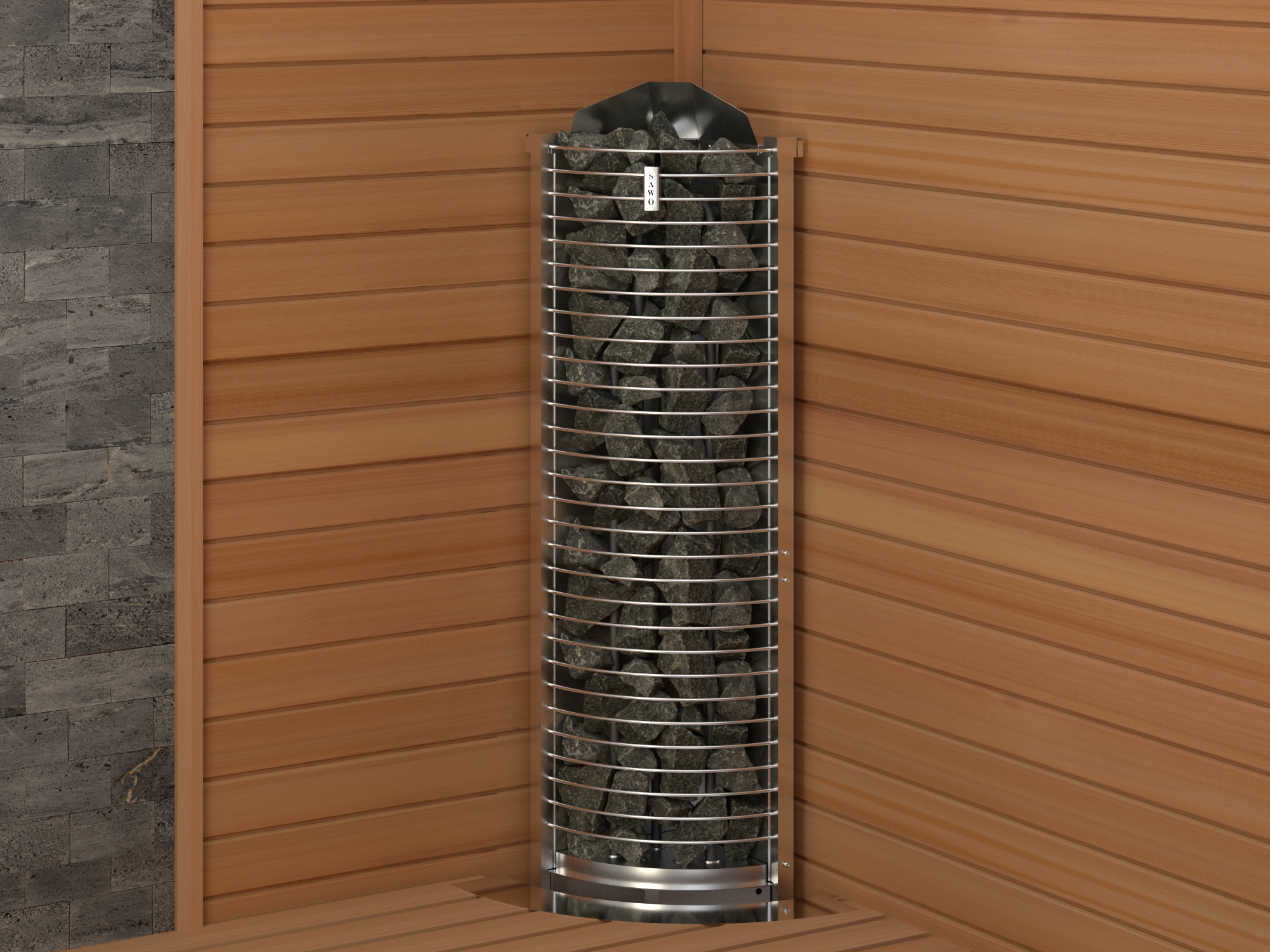 SAWO Электрическая печь TOWER TH3-45NS-CNR угловой установки, 4,5 кВт , выносной пульт (пульт и блок мощности докупаются отдельно) 