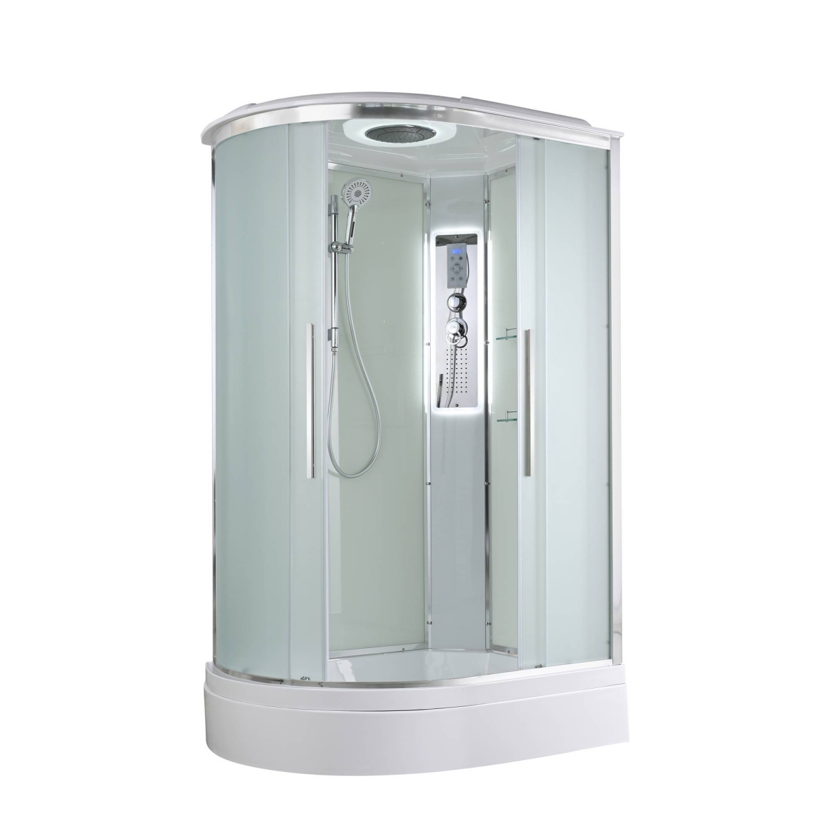 Душевая кабина AvaCan EM3912LLED/EM3912RLED 78150/78144, 120 x 90 см, с LED подсветкой, с крышей, поддон средний, левая/правая, стекло матовое, профиль хром 