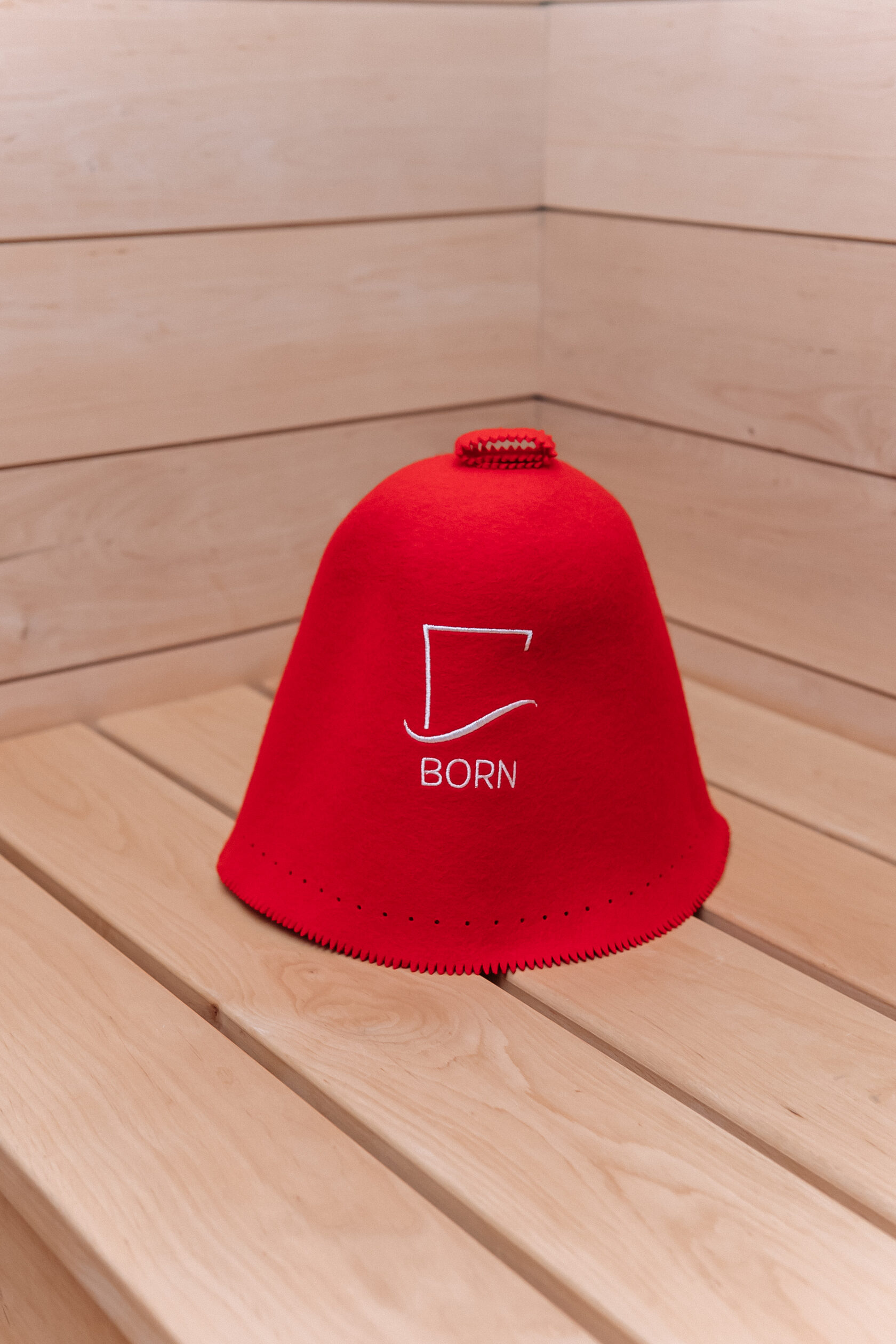 BORN, Шапка банная, колпак для сауны, фетр, красный 