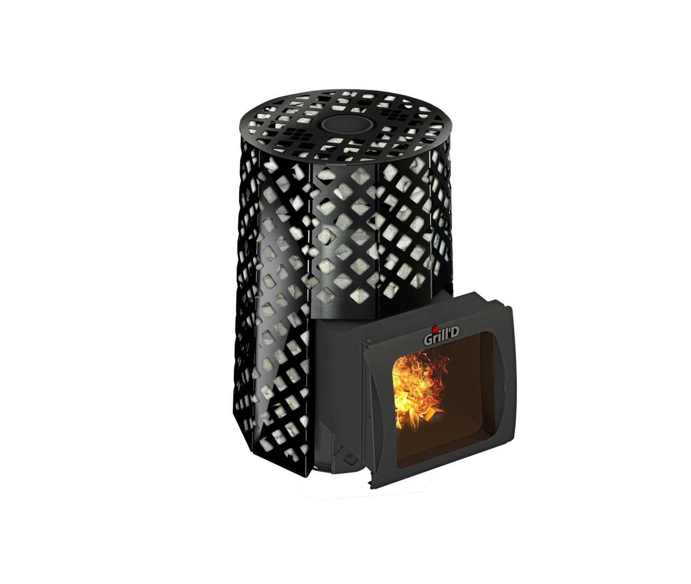 Дровяная печь для бани Grill’D Violet Romb Short Window Max Pro (Камень колотый, 100 кг) 