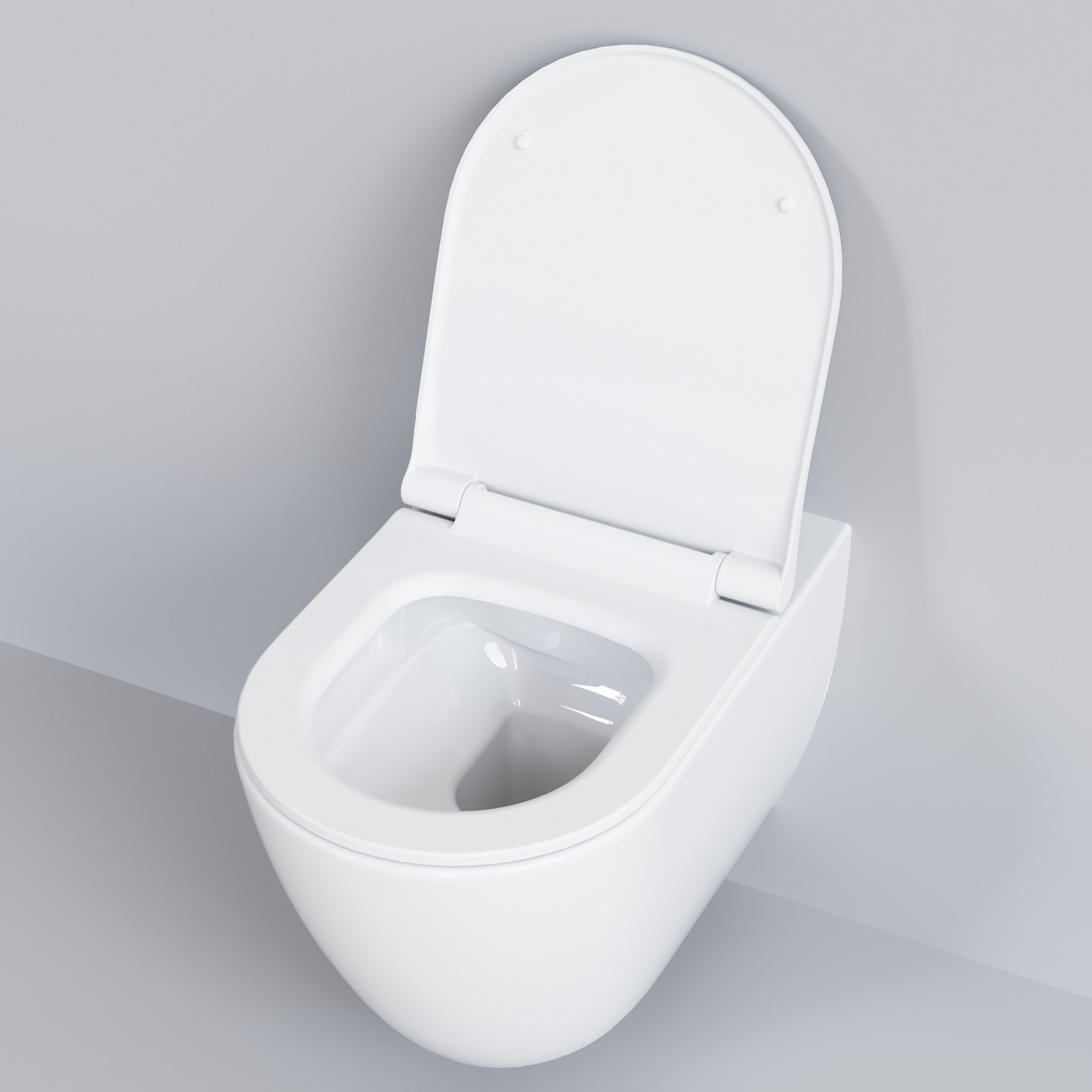 Унитаз Queen 113T20001R (570*360*400) БЕЛЫЙ подвесной БЕЗОБОДКОВЫЙ с тонкой крышкой, 2 место 
