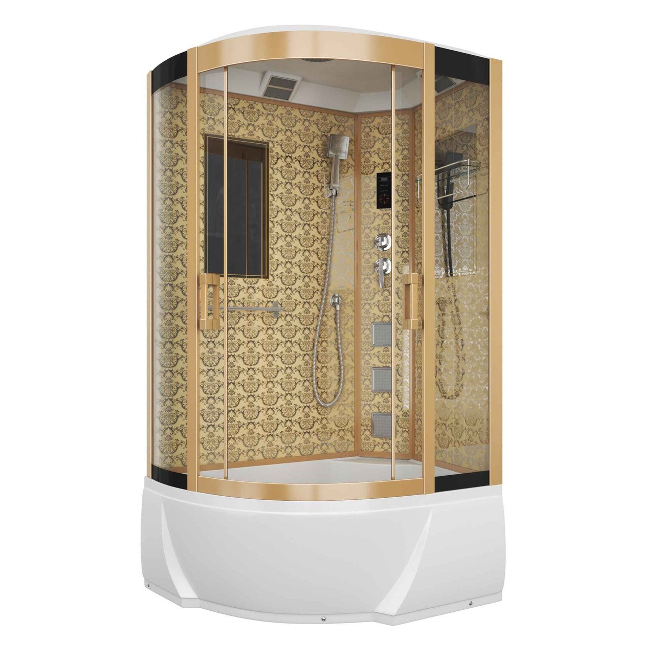 Душевая кабина Niagara Luxe NG-7712GR (80x120х215) высокий поддон(38см),дверь раздвижная,стенки золото,4 места 
