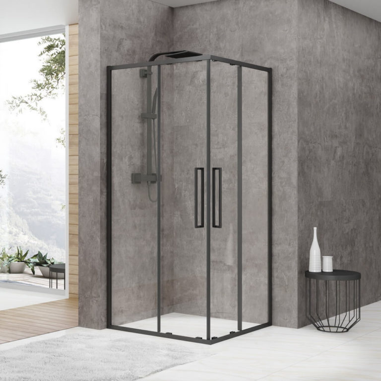 Душевой уголок Black&White Stellar Wind S872 Black, 100 x 100 см, стекло прозрачное, профиль черный матовый, 8721010 