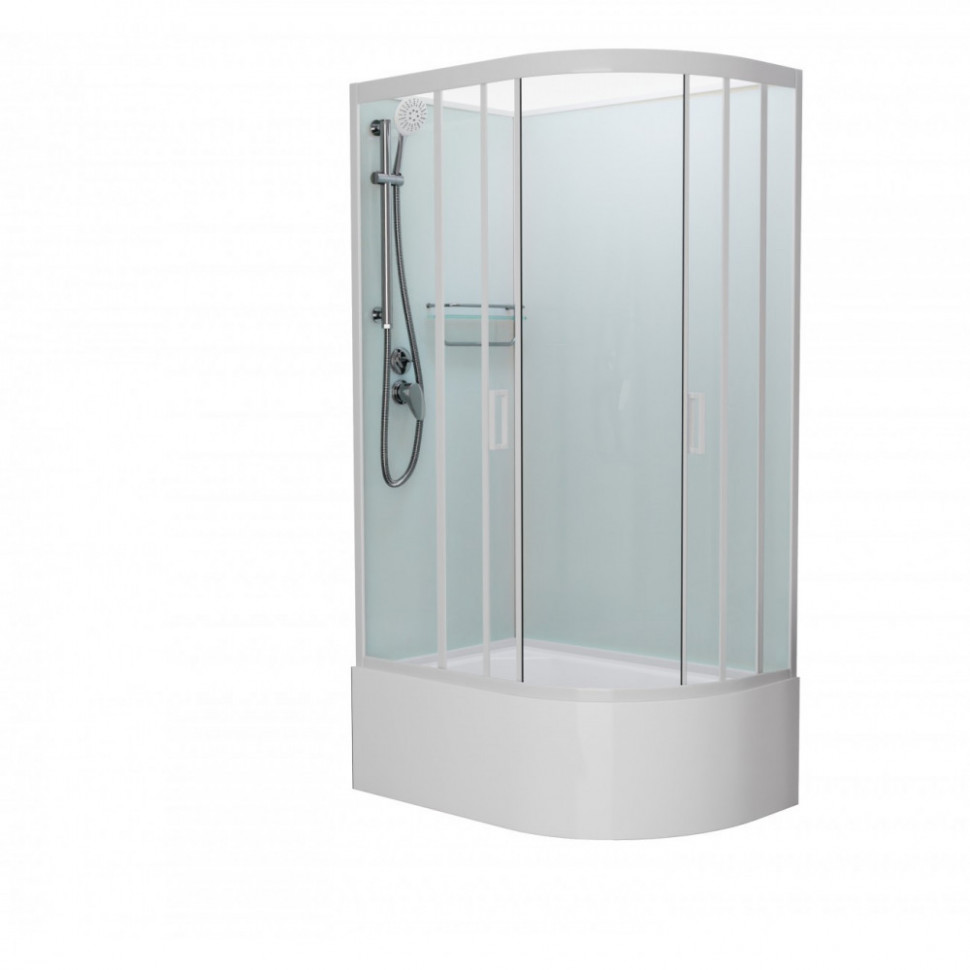 Душевая кабина Frank F412/2 L/R White без крыши, 120 x 80 см, высокий поддон, стекла прозрачные, профиль белый, 136009/138009 