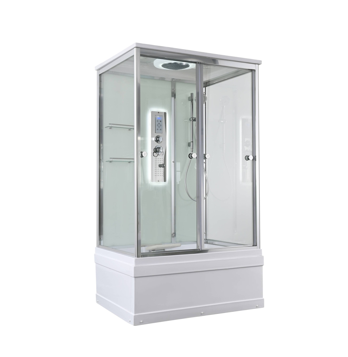 Душевая кабина AvaCan V5012LED 78254, 120 x 90 см, с LED подсветкой, с крышей, высокий поддон, стекло прозрачное, профиль хром 