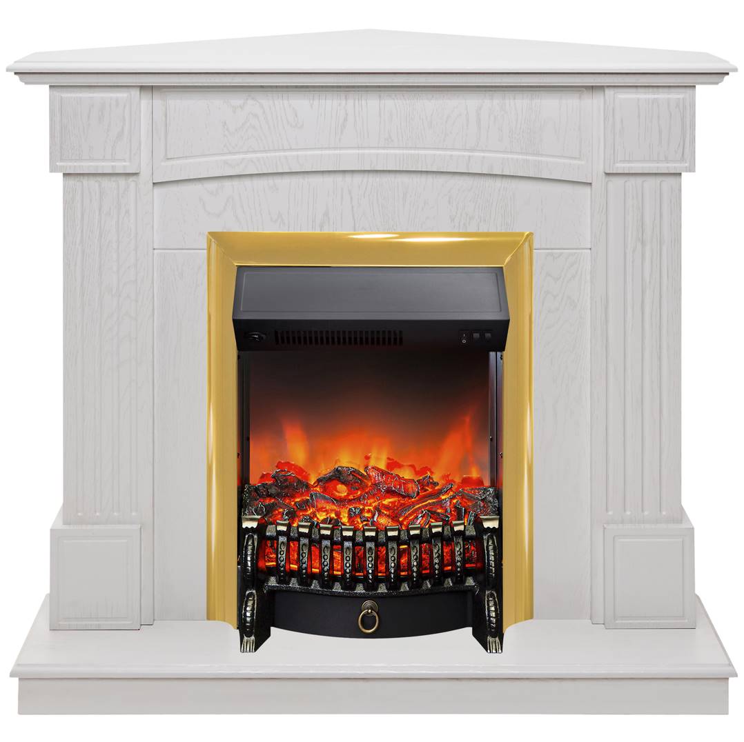 Камин RealFlame Andrea Corner WT с очагом Fobos Lux Brass 