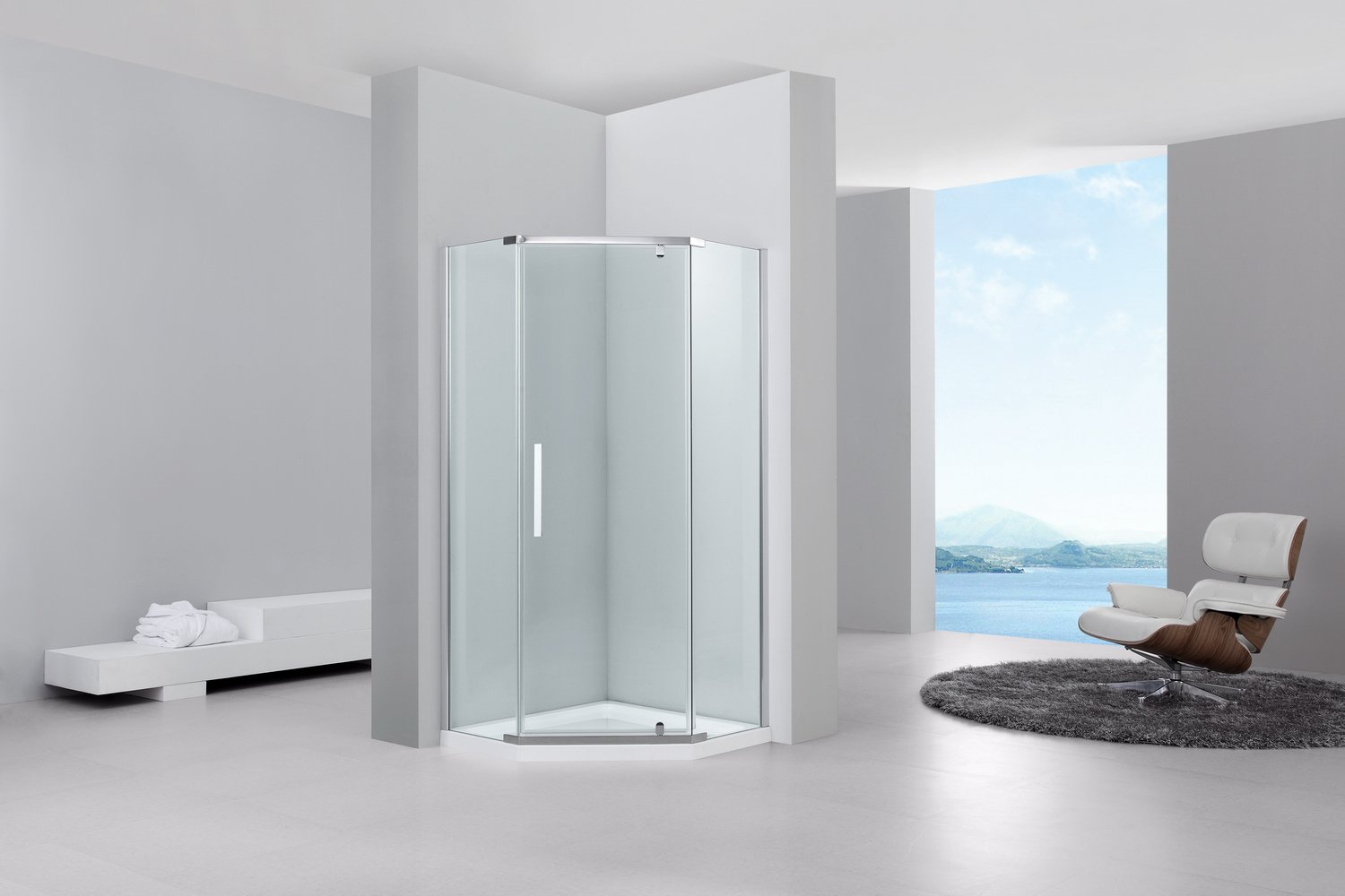 Душевой уголок Black&White Stellar Wind S305, 90 х 90 см, стекло прозрачное, профиль хром, 3059090 