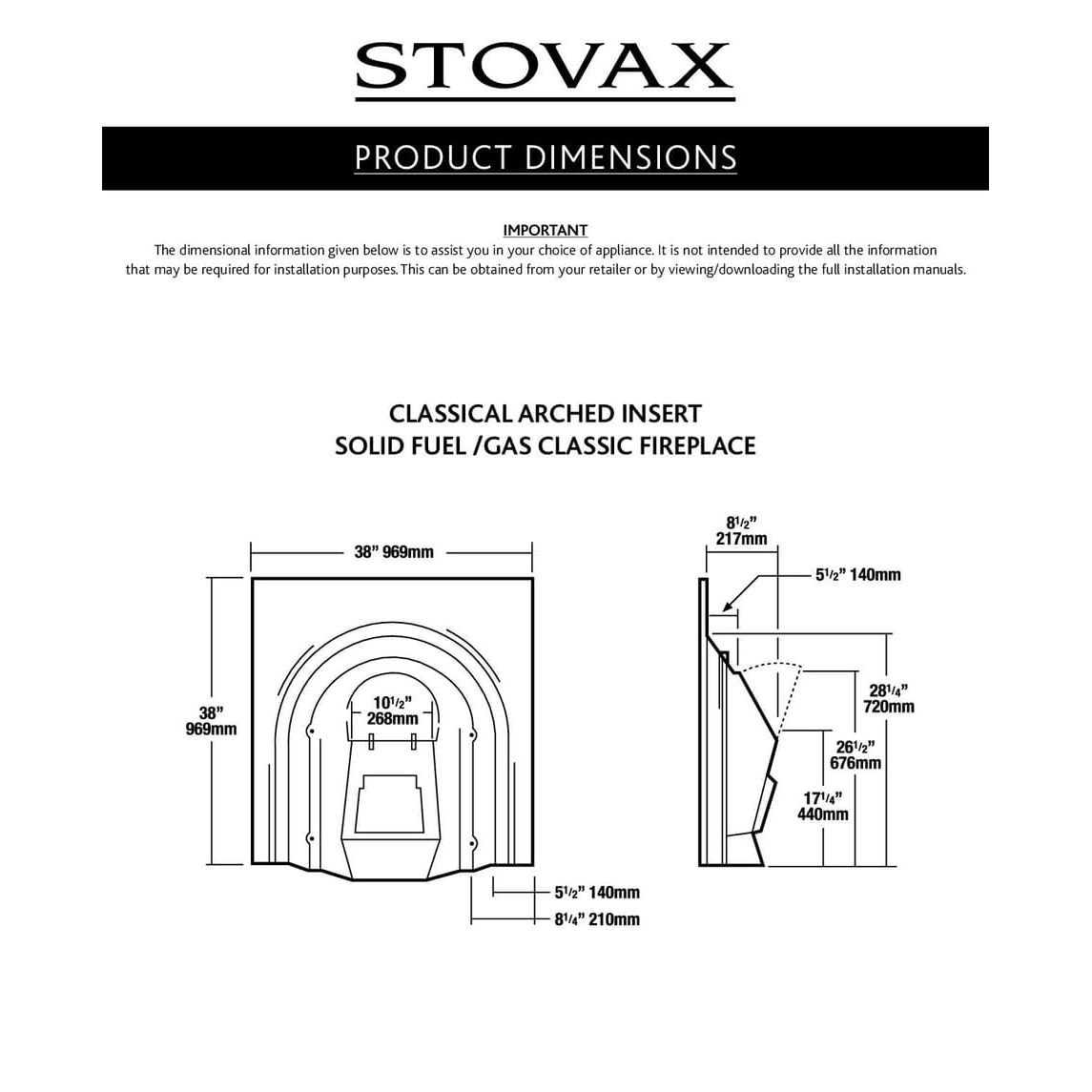 Каминная топка STOVAX Classical Arched Insert 