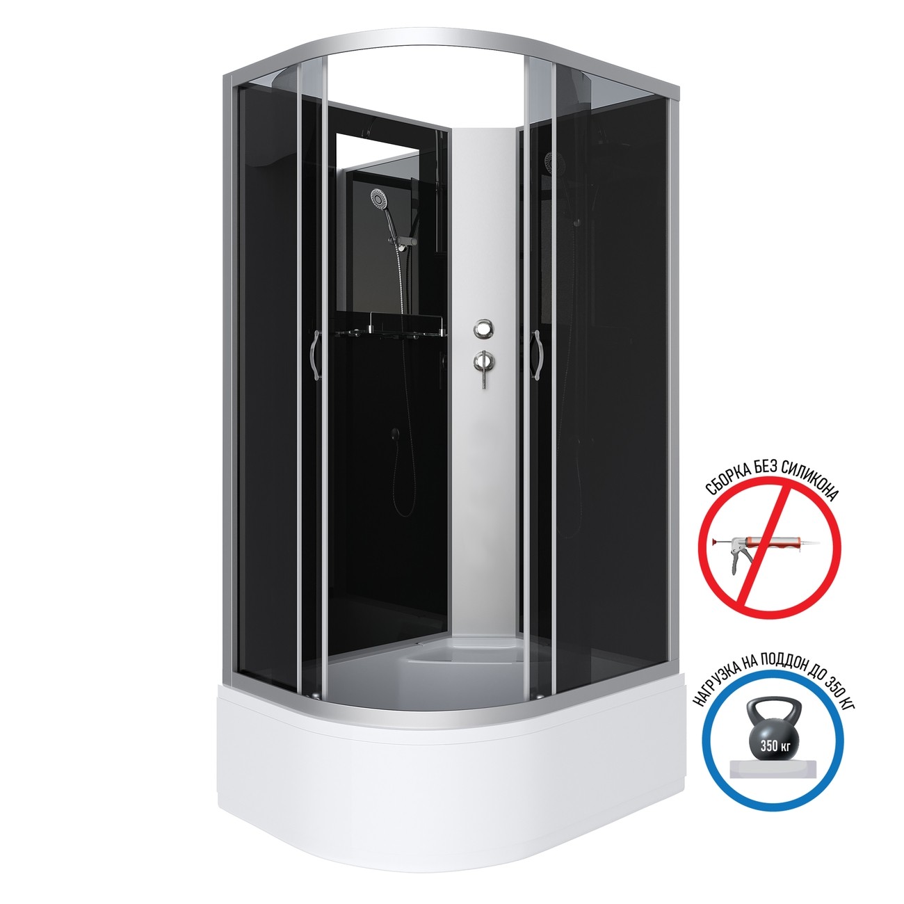 Душевая кабина Niagara Classic NG-2510-14RBK (120х80х200) высокий поддон(40см),стекло тонированное,4 места 