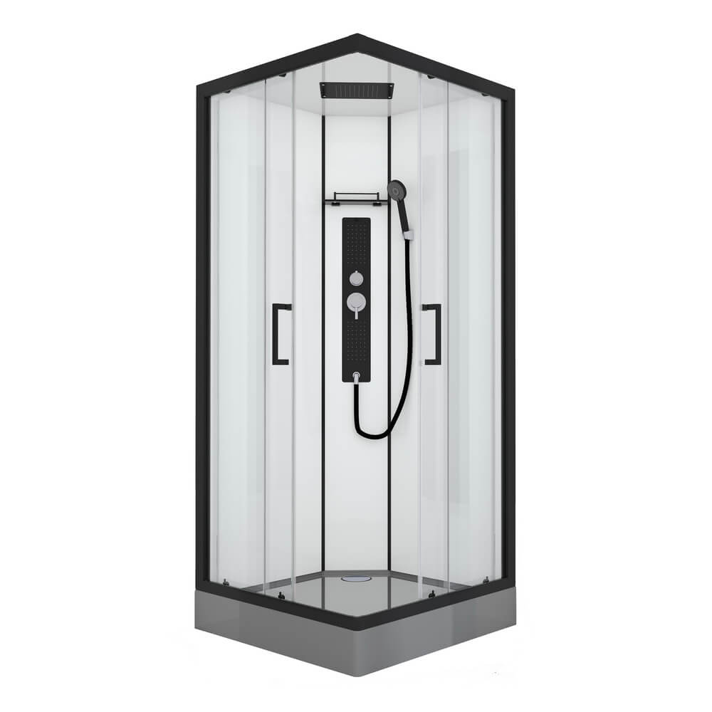 Душевая кабина Black&White Galaxy G8002, 90 x 90 см, с гидромассажем, стекла прозрачные, профиль черный матовый, 8002900 
