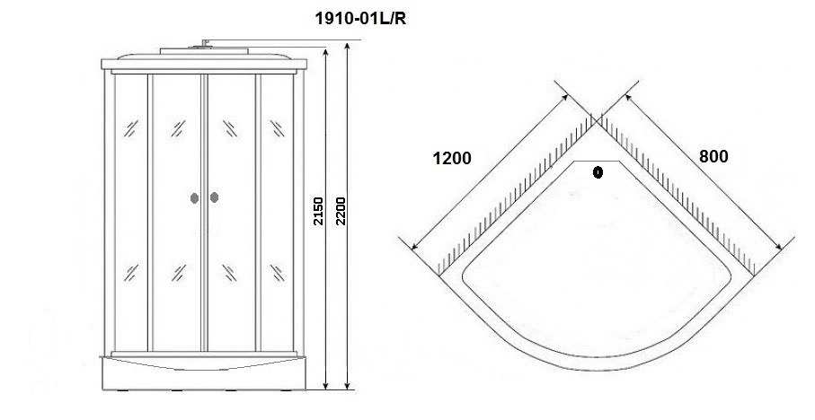 Душевая кабина Niagara Ultra NG-1910-01R (120х80х220) высокий поддон(48см),черный,стекло тонированное,4 места 