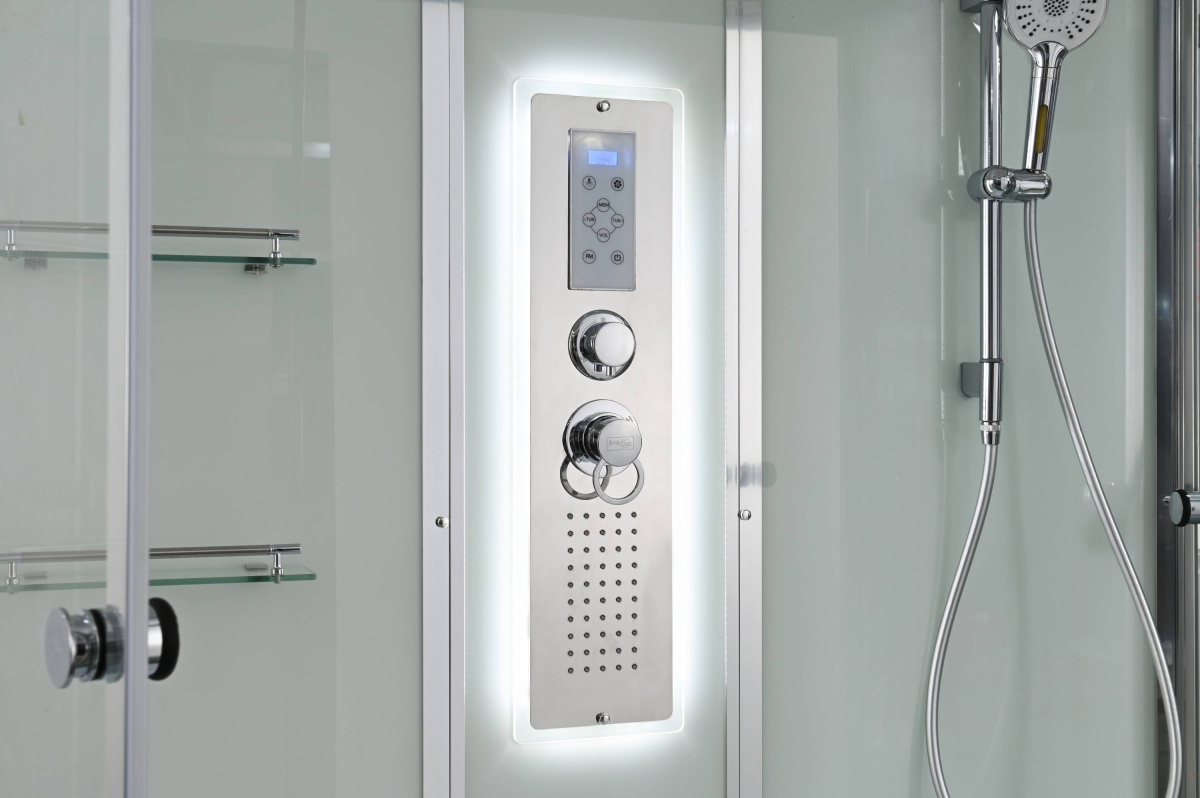 Душевой бокс AvaCan V5016LED 78258, 160 x 85 см, с крышей, LED подсветка, поддон высокий, стекло прозрачное, профиль хром 
