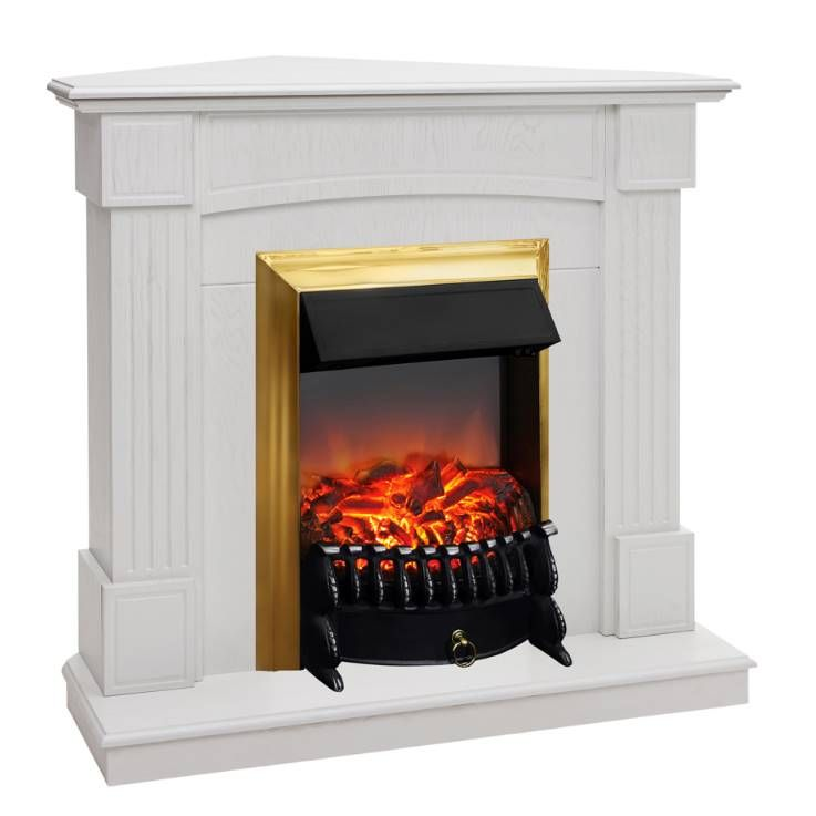 Камин RealFlame Andrea Corner WT с очагом Fobos Lux Brass 