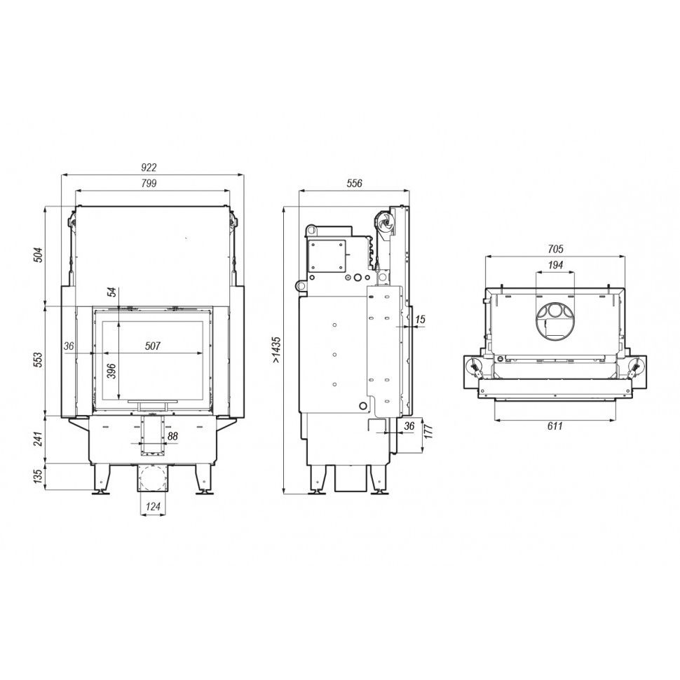Каминная топка DEFRO HOME NAVI SM G 14 кВт 611/553мм с водяным контуром гильотина 