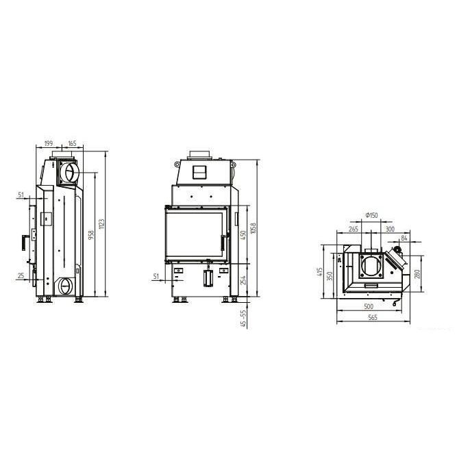 Каминная топка Hoxter ECKA 50/35/45 L/R 
