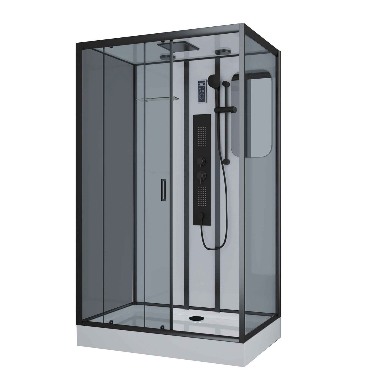 Душевая кабина Niagara Premium NG-6912-01GQL BLACK (120х80х210) низкий поддон(16 см),черный,стекло тонированное,5 мест 