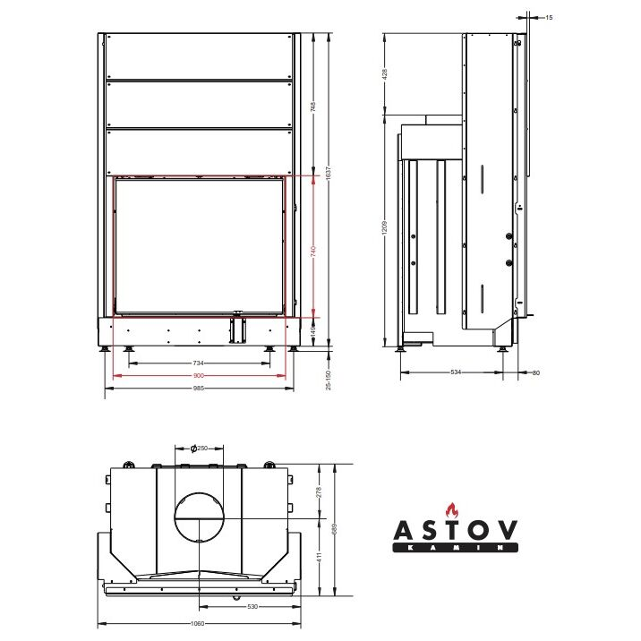 Каминная топка Астов ПС 9074 У 