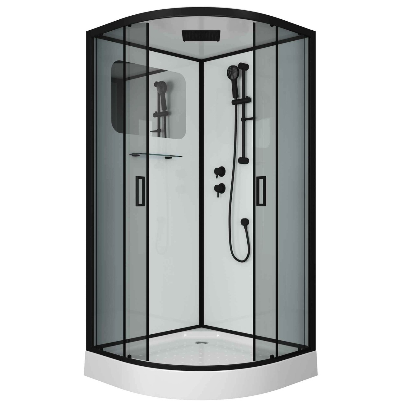 Душевая кабина Niagara Premium NG-6902-01 BLACK (100х100х210) низкий поддон(16 см),черный,стекло тонированное,4 места 