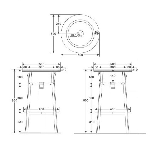 Консоль с раковиной Abber Bequem AC2130MK, 50 х 85 см, хаки матовый 