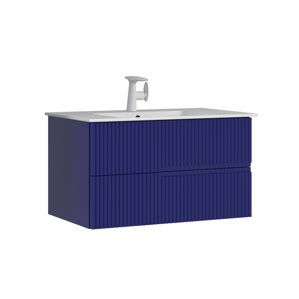 Тумба с раковиной Orka Moonlight 5001498, 90 см, подвесная, цвет синий матовый 
