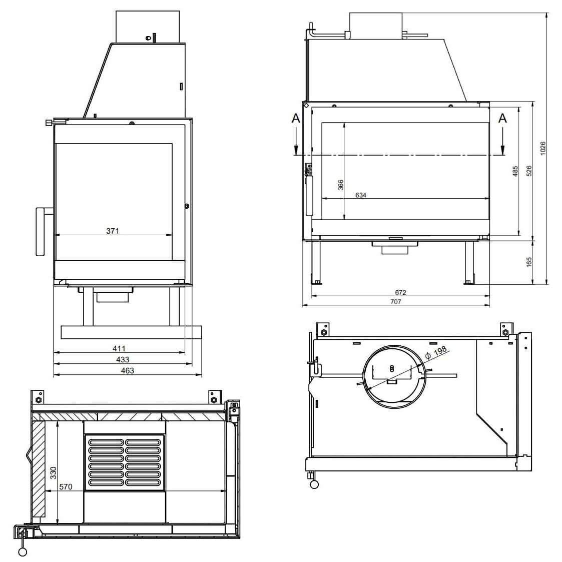 Каминная топка KFD ECO 70 L с шамотом 40 мм 