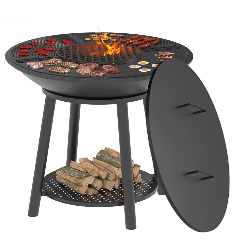 Чугунный Fantastic Grill Везувий Ø 1000 Престиж (чаша+подставка престиж+плита Gurman Ø1000+крышка) 