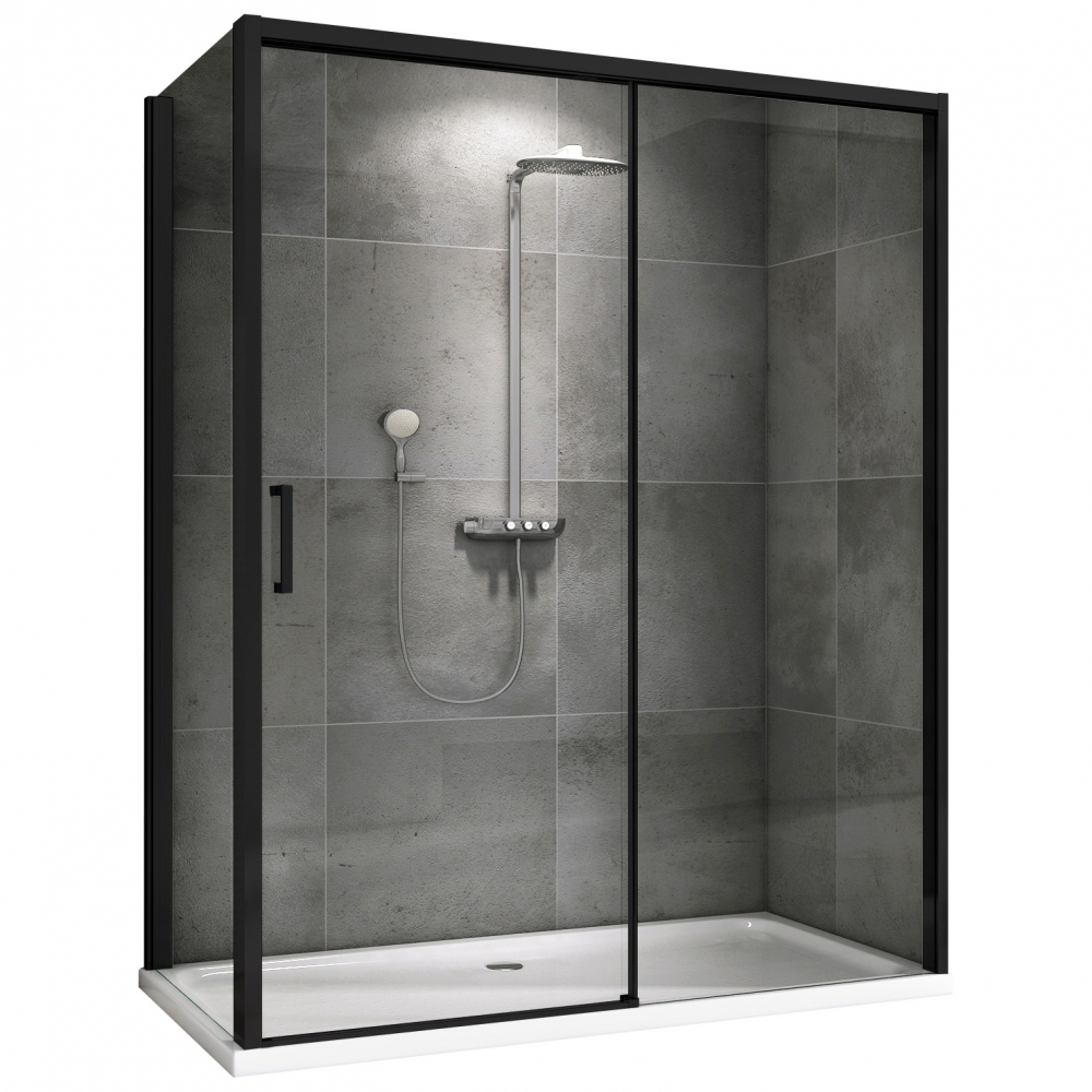 Душевой уголок Abber Komfort AG93120B-S92B, 120 х 90 см, стекло прозрачное, профиль черный 