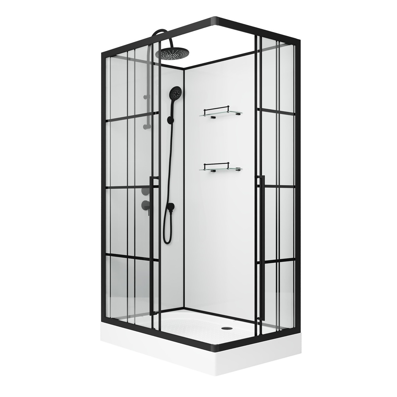 Душевая кабина Niagara Standart ST120/80/15QL/KL/BKT (120х80х225) низкий поддон(15см),черный,стекло прозрачное,3 места 