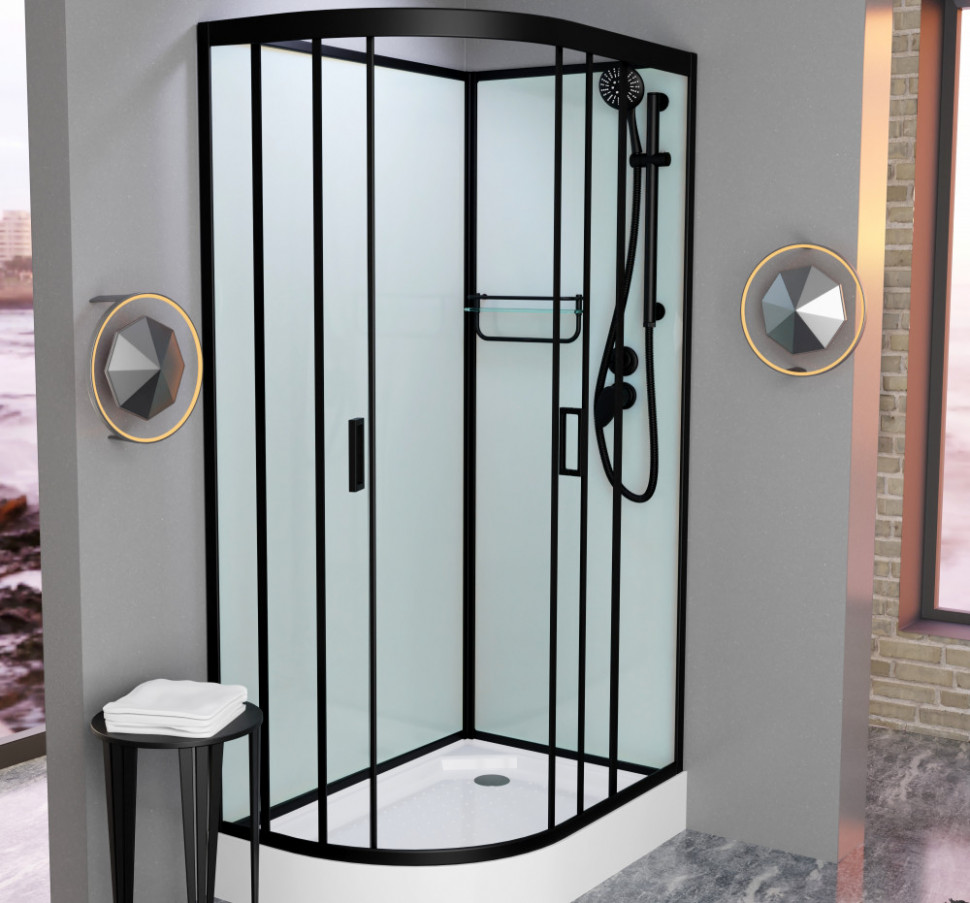 Душевая кабина Frank F412R Black без крыши 120x80 см, 214015 