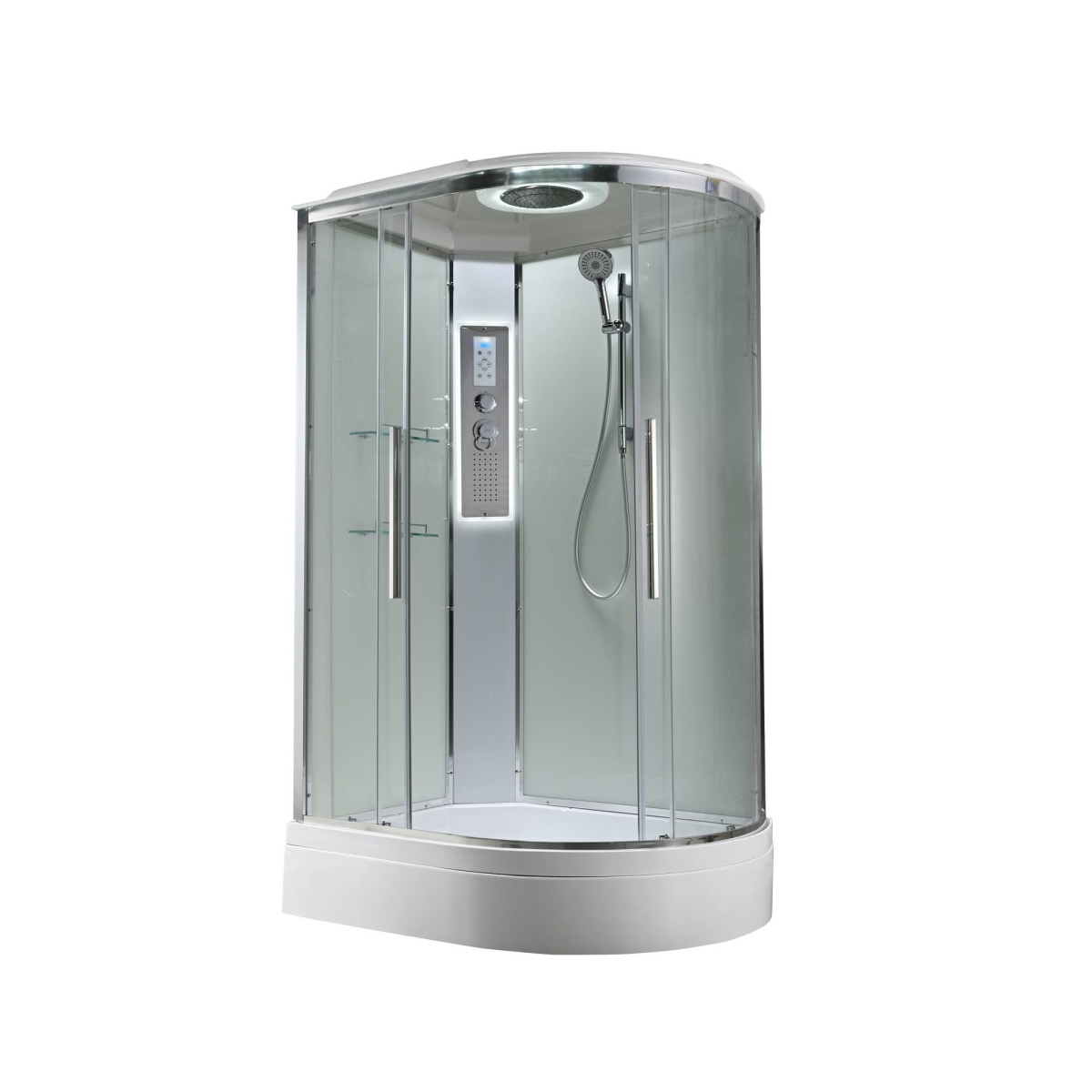 Душевая кабина AvaCan EM3812LLEDT/EM3812RLEDT 78141/78135, 120 x 80 см, с LED подсветкой, с крышей, поддон средний, левая/правая, стекло прозрачное, профиль хром 