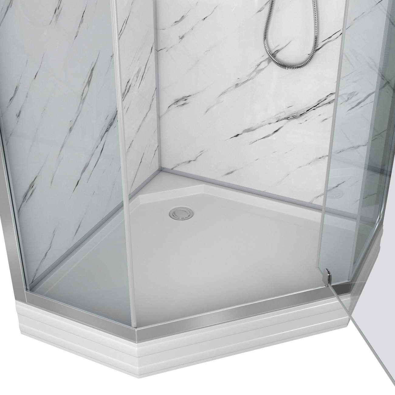 Душевая кабина Niagara Luxe NG-7702DM (100x100х210) низкий поддон(15см),дверь распашная,стенки мрамор,3 места 