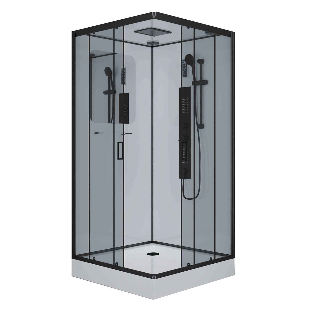 Душевая кабина Niagara Premium NG-6902-01GQ BLACK (100х100х210) низкий поддон(16 см),черный,стекло тонированное,4 места 