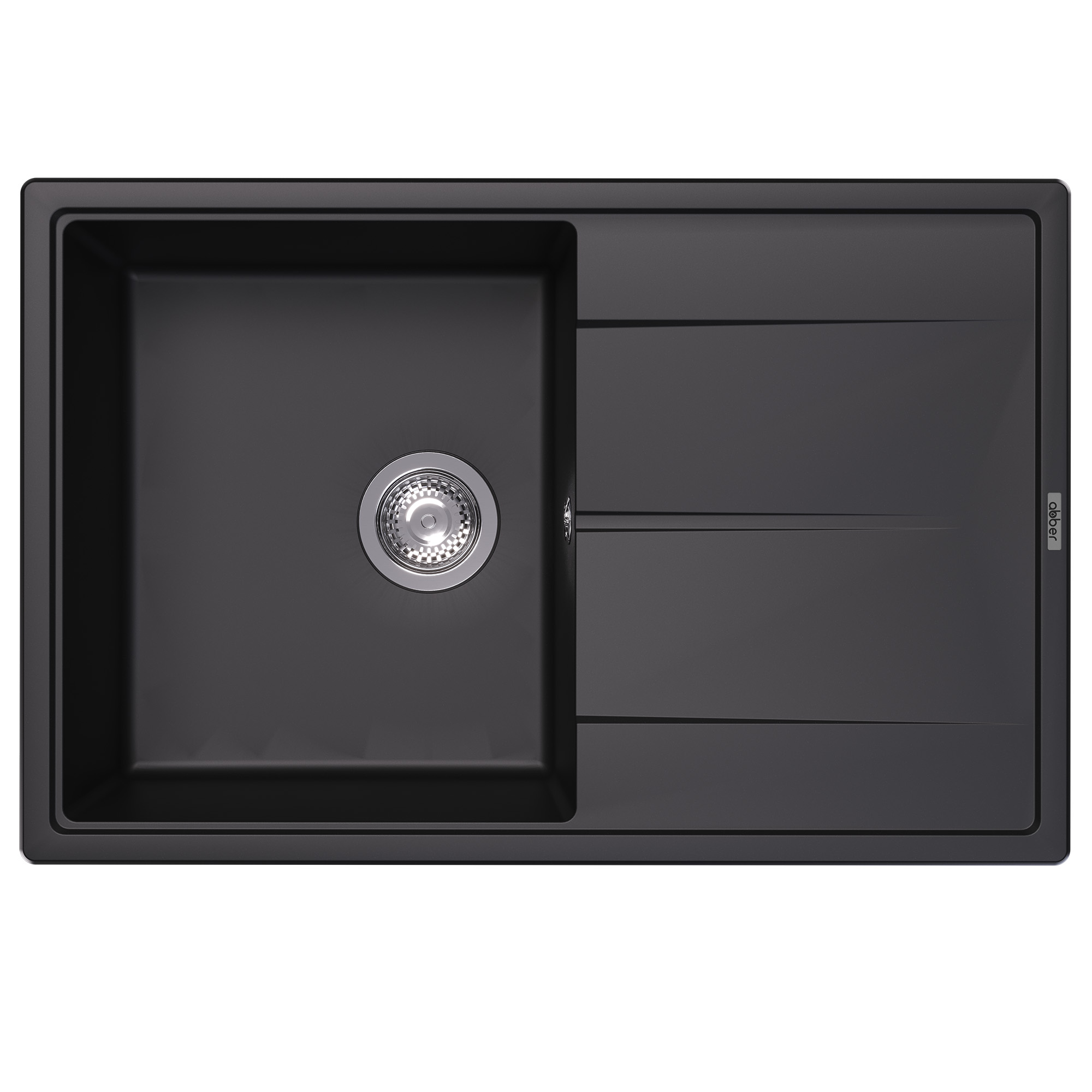 Кухонная мойка Abber Quarz AQ2904B, 78 см, кварцевый композит, крыло справа, черный матовый 