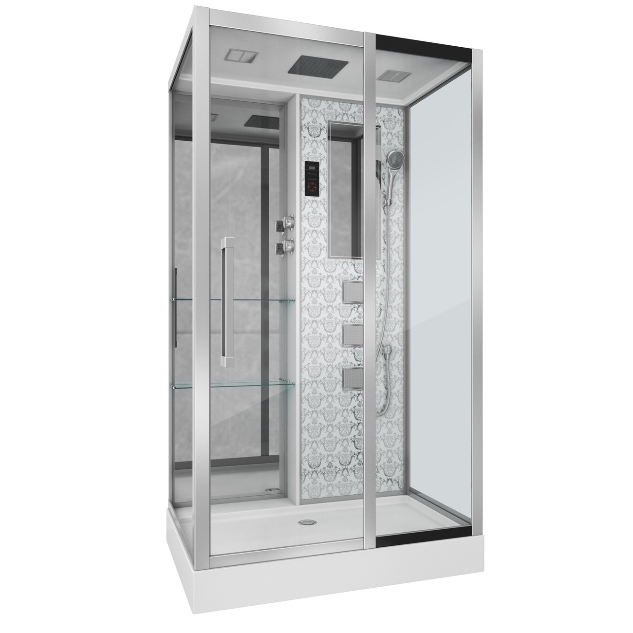 Душевая кабина Niagara Luxe NG-7713WR (82x120х215) низкий поддон(15см),дверь раздвижная,стенки серебро,5 мест 