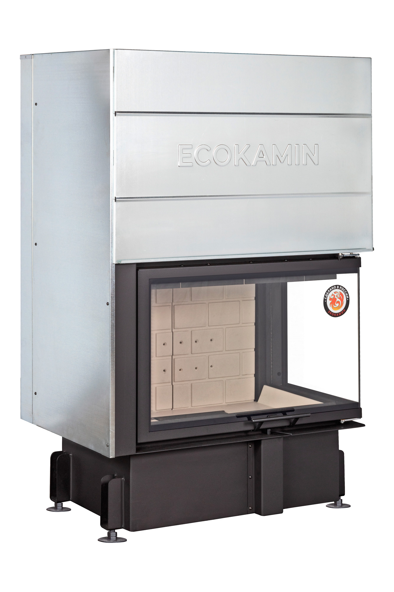 Каминная топка Экокамин ДЕЛЬТА 800 R два стекла правая принтинг 