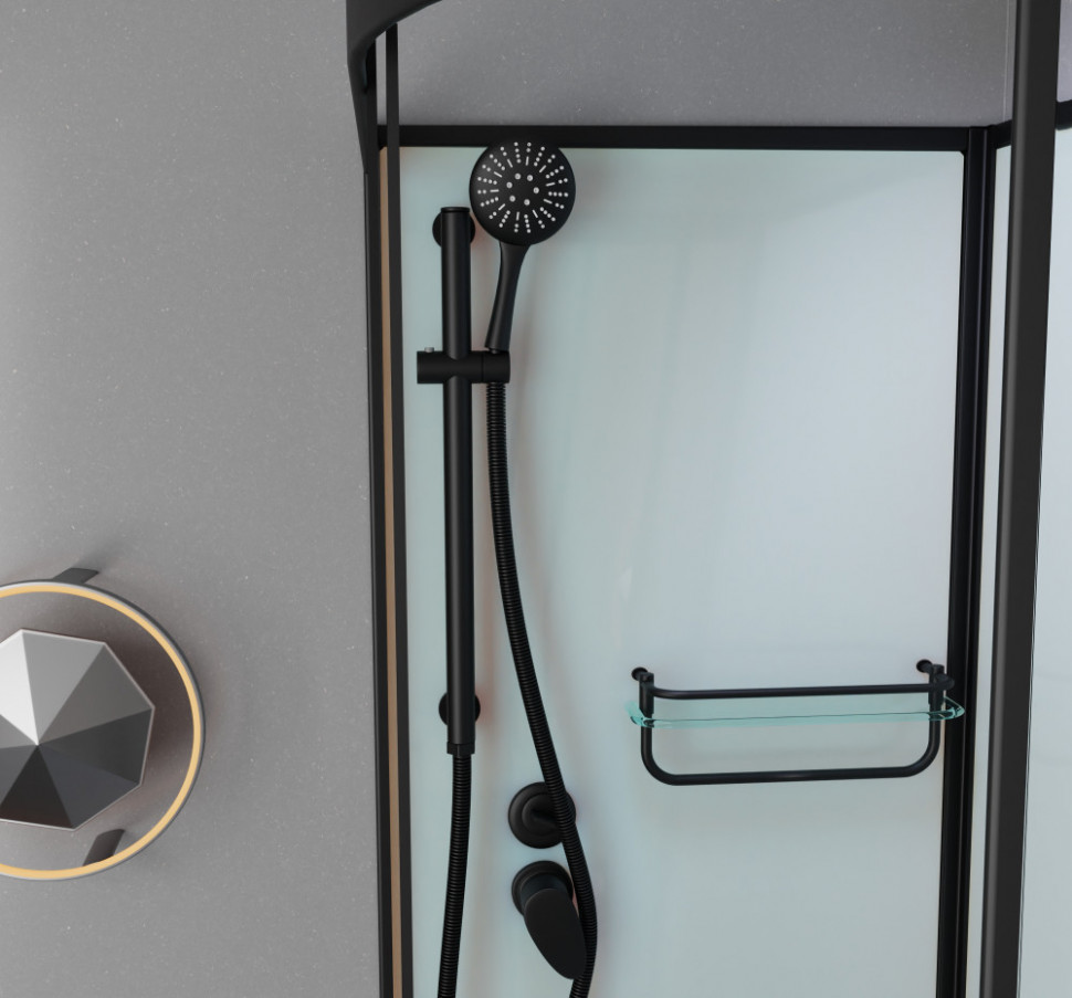 Душевая кабина Frank F412L/R Black без крыши, 120 x 80 см, низкий поддон, стекла прозрачные, профиль черный, 214014/214015 