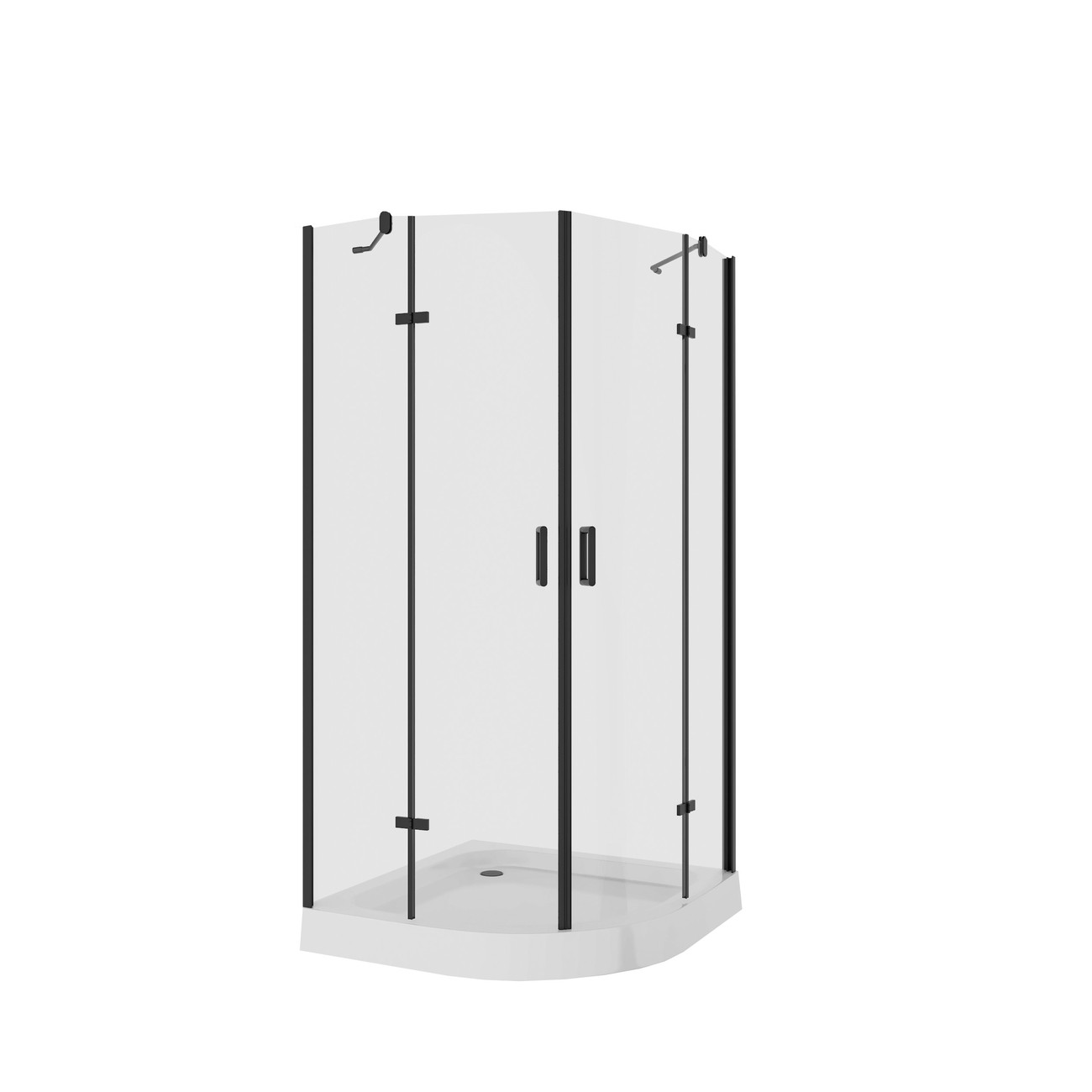 Душевое ограждение Niagara Nova NG-6816-08ВLACK (100х100х190) четверть круга,черный,двери распашные,стекло прозрачное,1 место 
